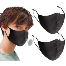 Kids Face Mask Reusable Washable Breathable Cooling Fabric Adjustable Ear Loops for School Sports 2 Pack
