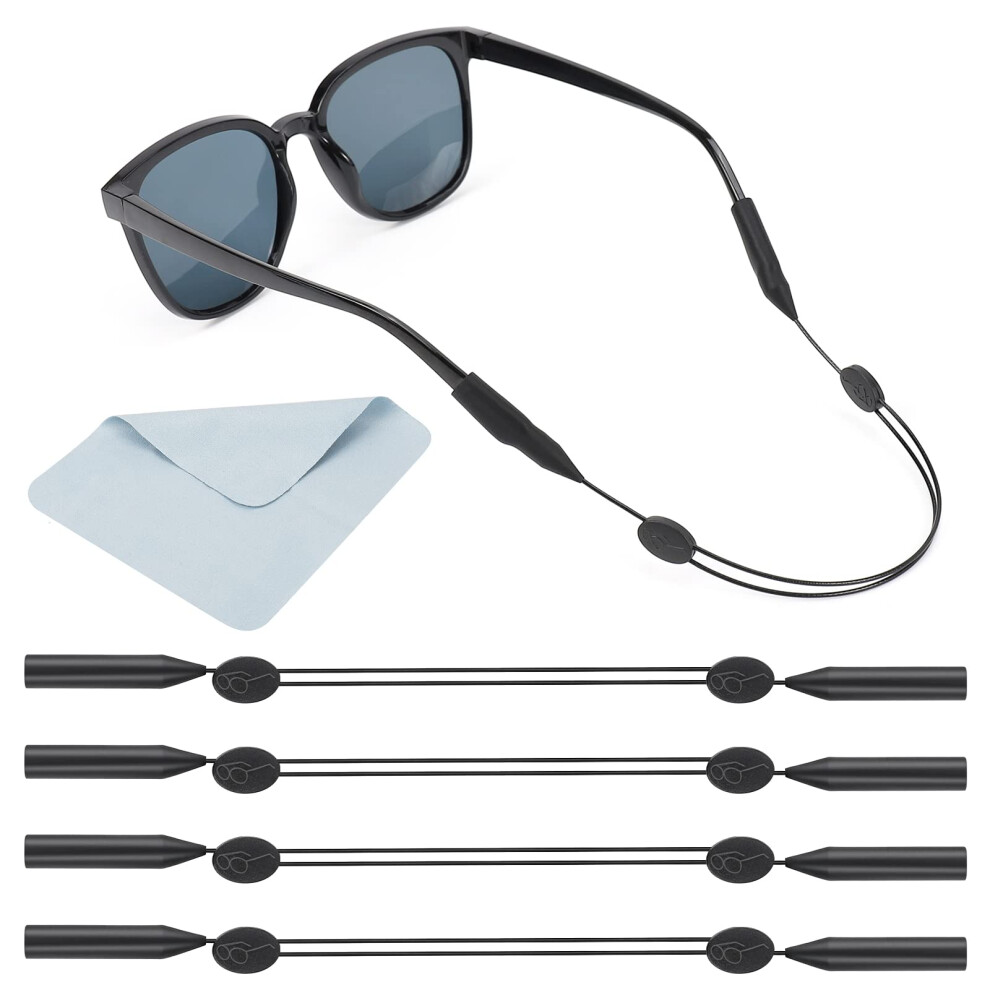 Adjustable AntiSlip Eyeglass Strap NoTail Silicone Sunglass Retainer for Sports Men Women 4 Pack