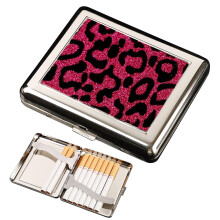 Handmade Pink Metal Cigarette Case with Dual Compartments, Vintage CrushProof Holder for Cards and Travel