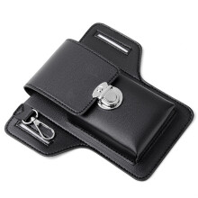 Sac de téléphone portable en cuir avec Clip de ceinture,-Noir