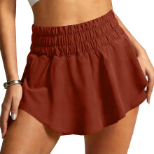 Women's Tennis Skorts Control High Waist Athletic Golf-Brown XL
