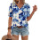 Women's  Short Sleeve Button-Down V-Neck Shirts-Sky Blue S 1