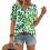 Women's  Short Sleeve Button-Down V-Neck Shirts rSets -Mint L 1