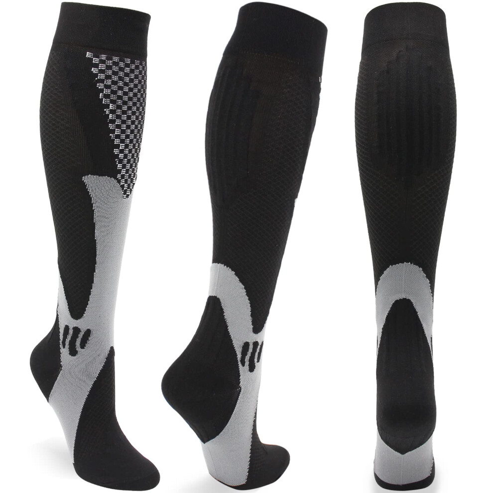 Black Graduated Compression Socks 2030 Mmhg Knee For Men And Women Circulation Boost 3Pair Pack