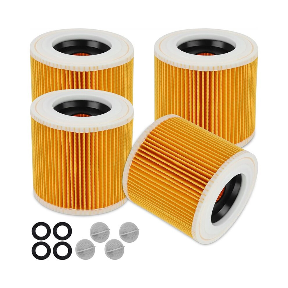 4 Cartridge Filters,For Wd3, Wd2, Wd1, Mv3, Mv2, A, K, Knt, Nt, Se, Vc Vacuum Cleaners, Replaces 6.414-552.0 4711371872863