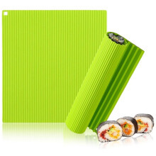 Silicone Sushi Making Kit 22x20cm Non-Slip Sushi Rolling Mat for Beginners & Kids, Easy-Clean DIY Roller