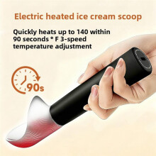Cuillère à Glace Auto-Fondante, Chauffe-Glace Électrique Commerciale en Acier Inoxydable Noir