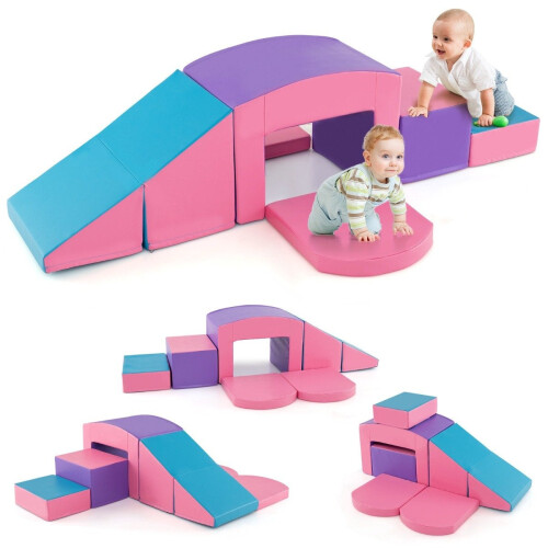 Ensemble de 6 blocs d'escalade en mousse souple, violet/rose