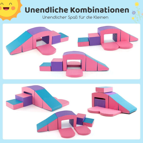 Ensemble de 6 blocs d'escalade en mousse souple, violet/rose 2