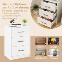 Mesa de cabeceira com 3 gavetas, branca, 38,5 x 28 x 54 cm