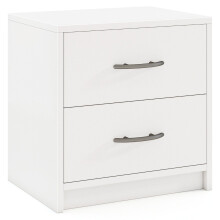 Mesa de cabeceira com 2 gavetas - Mesa de cabeceira compacta branca