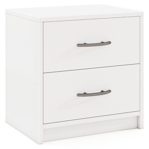 Mesa de cabeceira com 2 gavetas - Mesa de cabeceira compacta branca
