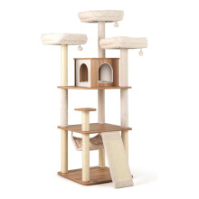 Arbre à chat en bois de 168 cm avec hamac et griffoirs