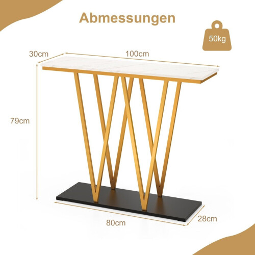 Mesa de console com aparência de mármore e estrutura de metal 1