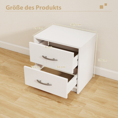 Mesa de cabeceira com 2 gavetas - Mesa de cabeceira compacta branca 1