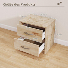 Nightstand with 2 Drawers - Oak Finish, Compact Storage