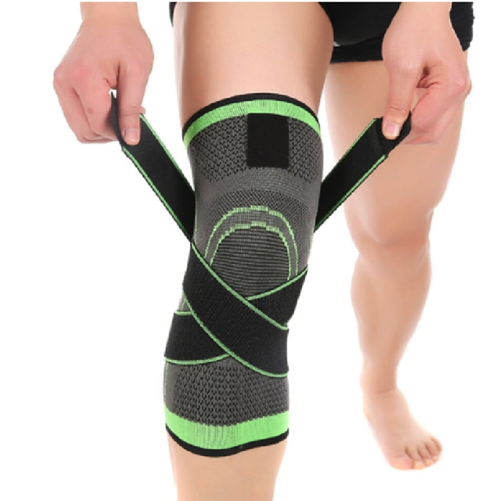3D Weaving Compression Knee Brace for Men and Women, Breathable Support Sleeve for Running Jogging Sports Green