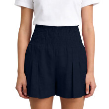 Linen Shorts for Women Casual High Wide Leg Beach-Blue M