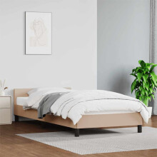 vidaXL sengestel med hovedgærde uden madras, cappuccino, 90x190 cm