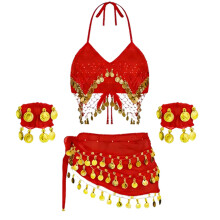 Mooie show-top en taille-sjaalcombinatie voor-Rode os