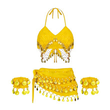 Belly Dance Oriental Dance Ensemble Sparkling Hip-Yellow os