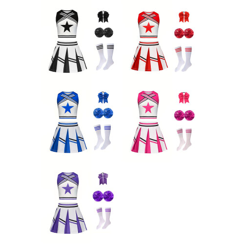Klassisches Cheerleader-Kleid-Set, gestreift,-Schwarz 130 1