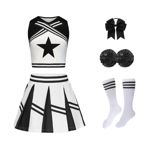 Cheerleader Performances Outfit Set Soft Fabric-Black 120