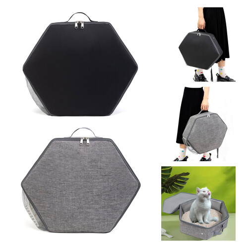 Portable Foldable Cats Litter Box Waterproofed Oxfords-Black 2