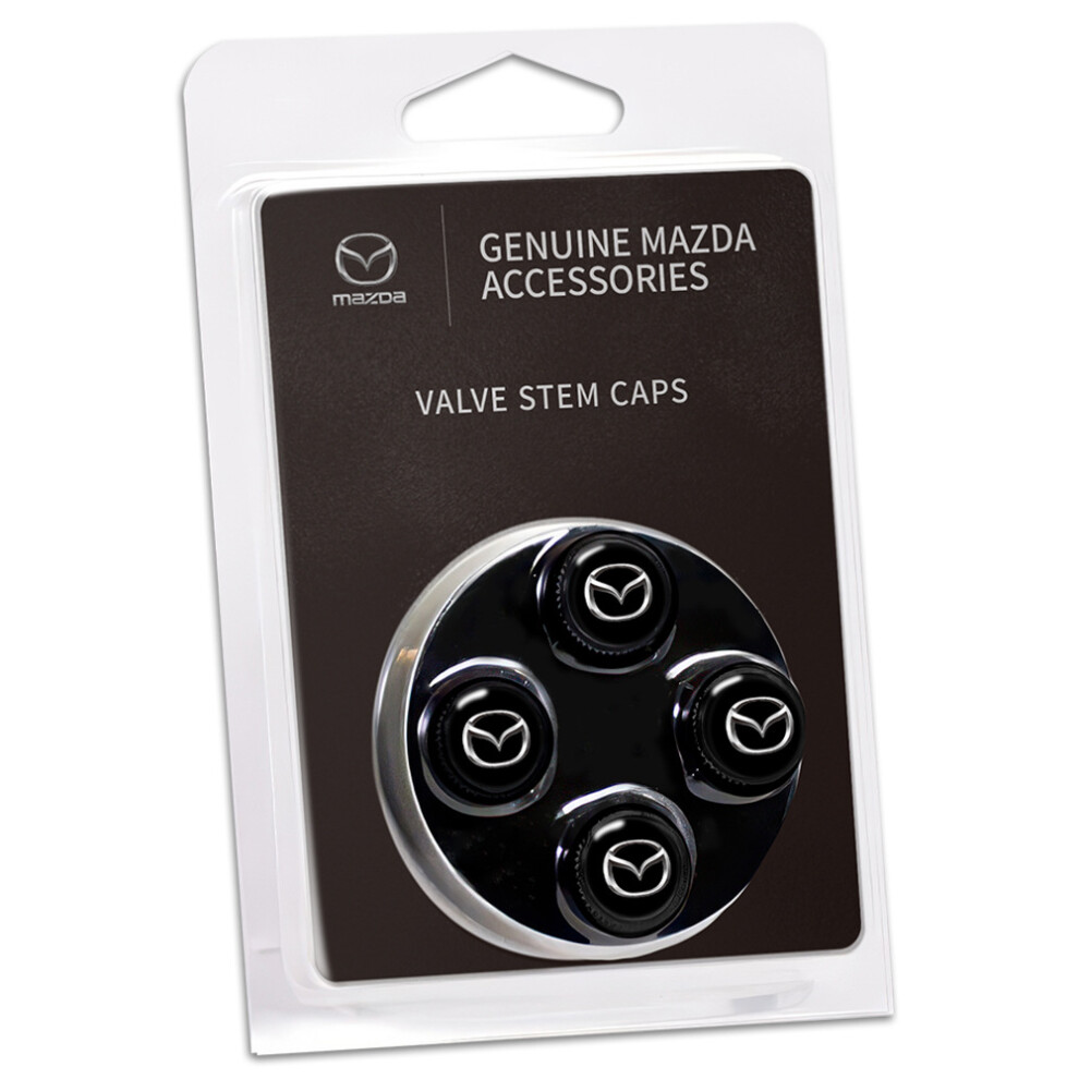( - Mazda) 4Pcs Car Tyre Valve Caps Emblem Multi-Fit Car Tire Valve Stem Dust Covers Black 4069369474620