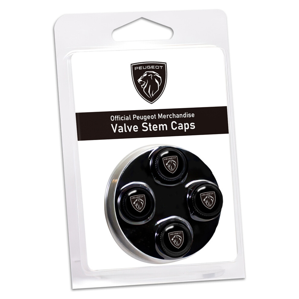 ( - Peugeot (Shield Logo)) 4Pcs Emblem Car Tire Valve Stem Caps Multi-Fit Tyre Valve Dust Protectors Black 4069369475436