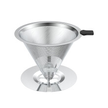 Reusable Stainless Steel Pour Over Coffee Dripper with Paperless Mesh Filter for 46 Cup Brewing