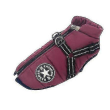 (3XL, Purple) Large Pet Dog Jacket With Harness Winter Warm Dog Clothes Waterproof