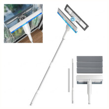 4 in 1 Window Squeegee with Extension Pole and Spray Bottle, Streak Glass Cleaner for Home and Car