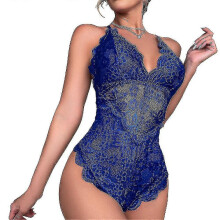 (XL) Women Sexy Lingerie Lace Leotard Cross Back Bodysuit One Piece Nightwear Sleepwear