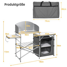 Portable Folding Camping Kitchen with Windshield & Storage
