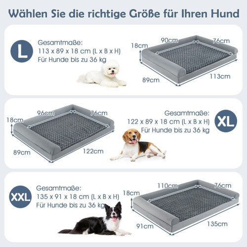 Orthopädisches Hundebett, groß, Eierkarton-Schaumstoff, grau, Größe L 1