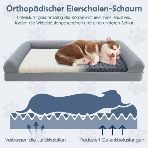 Orthopädisches Hundebett, groß, Eierkarton-Schaumstoff, grau, Größe L 2
