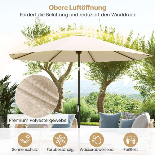 Patio Umbrella 300cm with Solar LED Lights, 9 Modes 2