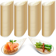 400 Pcs Gold Plastic Appetizer Spoons Tear Drop Mini Dessert Tasting Spoons for Parties and Weddings
