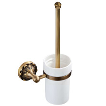 Toilet Brush and Holder Set Wall Mounted Brass 360 Deep Cleaning Retro Brushed Finish Bathroom