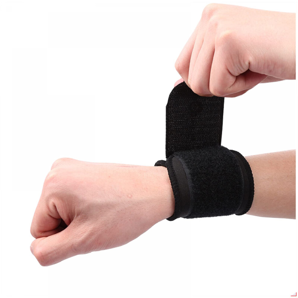 Black Adjustable Neoprene Wrist Support Brace For Pain Relief, Breathable Strap For Gym Sports, Pair