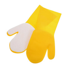 Reusable Latex Dishwashing Gloves with Sponge, 2 in 1 Scrubbing Design, Long Sleeve Non Slip Comfort Fit