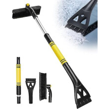 3 in 1 Extendable Car Snow Brush with Ice Scraper, 360 Pivoting Head for Jeep Wrangler JK 4 Door 20072018