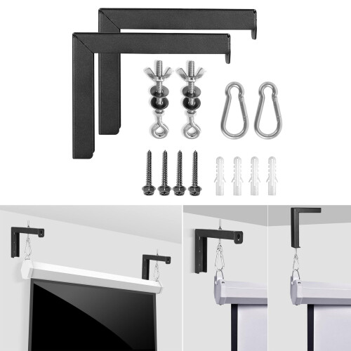 Universal Adjustable L Shaped Projector Screen Wall Mount Bracket, Secure Anti‑Rust Metal for Home Theater 1