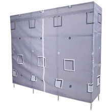 Grey Portable Clothes Closet with Steel and Cotton Fabric