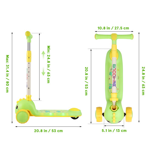 Foldable Kids Scooter with Adjustable Handlebar and LED Wheels 1