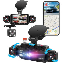 4 Channel Dash Cam 360° View 5G WiFi & APP Control, GEMEK 2K Front and Rear Inside, Left Right Dash Camera for Cars Free 64GB TF Card, G-Sensor