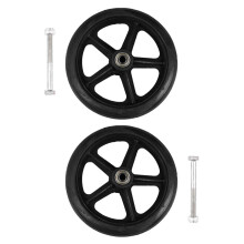 2pcs Solid Rubber Wheelchair Front Wheels, WearResistant Heavy Duty Replacement Caster Set, Black