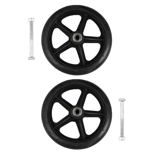 2pcs Solid Rubber Wheelchair Front Wheels, WearResistant Heavy Duty Replacement Caster Set, Black