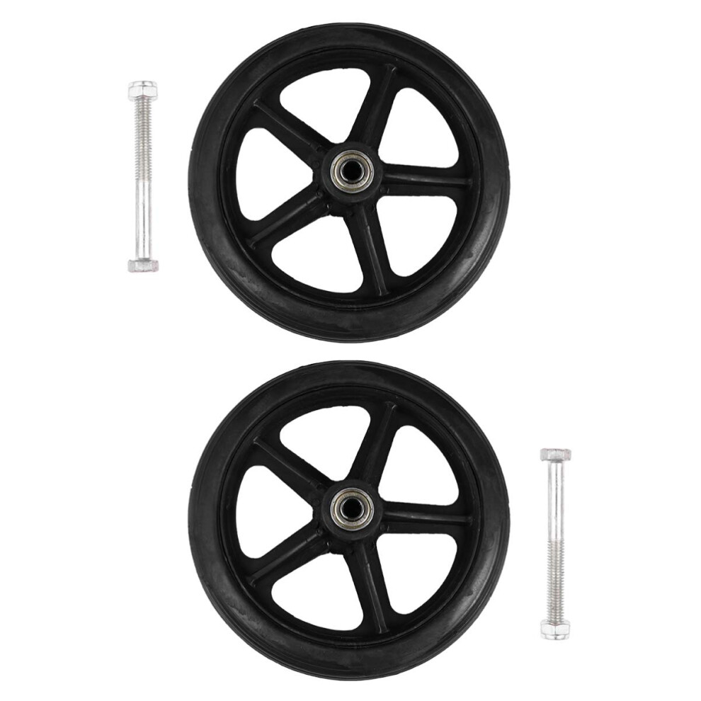 Black 2Pcs Solid Rubber Wheelchair Front Wheels, Wearresistant Heavy Duty Replacement Caster Set,